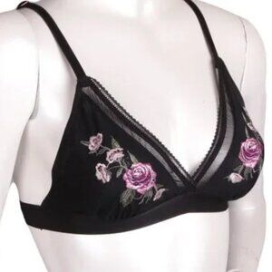 Rose + Vine Triangle Mesh Bralette  - Rose - Cross Back - Light Unlined